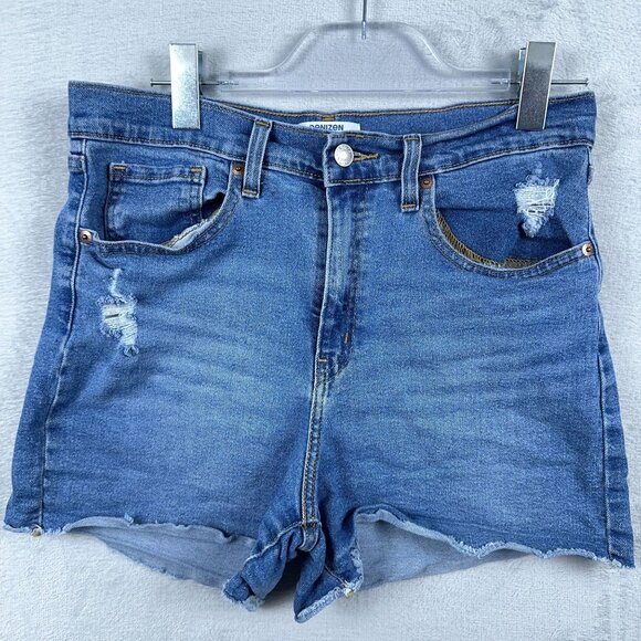 Denizen from Levi's Womens Vintage High Rise Cut Offs Distressed Shorts Blue W30 - Picture 1 of 10